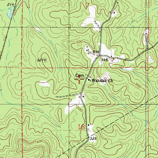 Topographic Map of Wahalak Baptist Church, AL