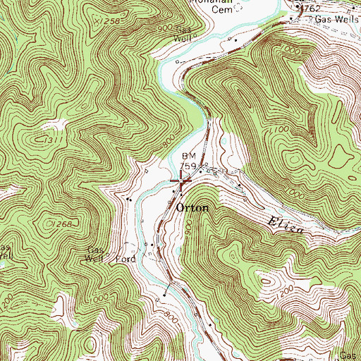Topographic Map of Eliza Run, WV