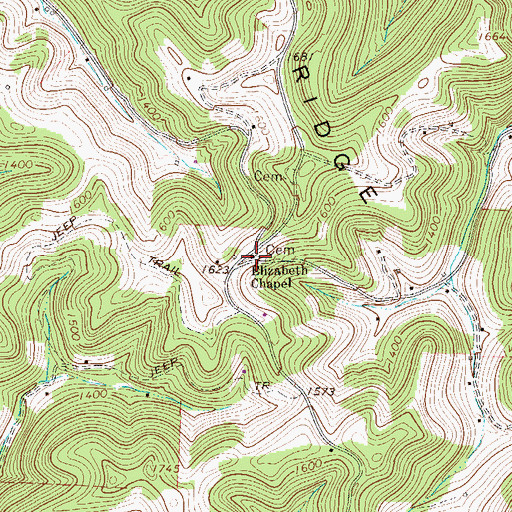 Topographic Map of Elizabeth Chapel, WV