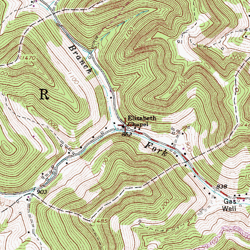 Topographic Map of Elizabeth Chapel, WV