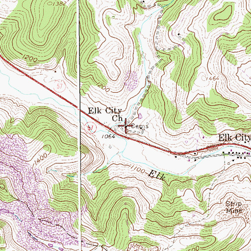 Topographic Map of Elk City Church, WV