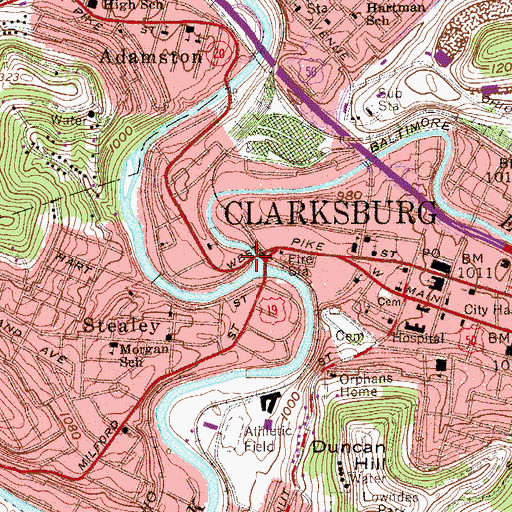 Topographic Map of Elk Creek, WV