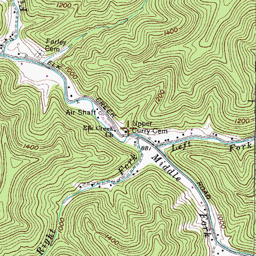 Topographic Map of Elk Creek Church, WV