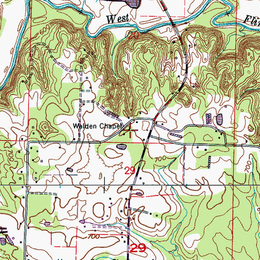 Topographic Map of Walden Chapel, AL