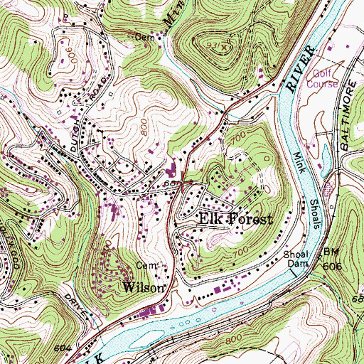 Topographic Map of Elk Forest, WV