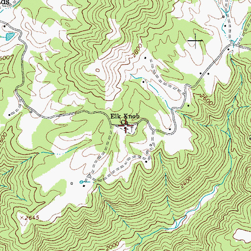 Topographic Map of Elk Knob Church, WV