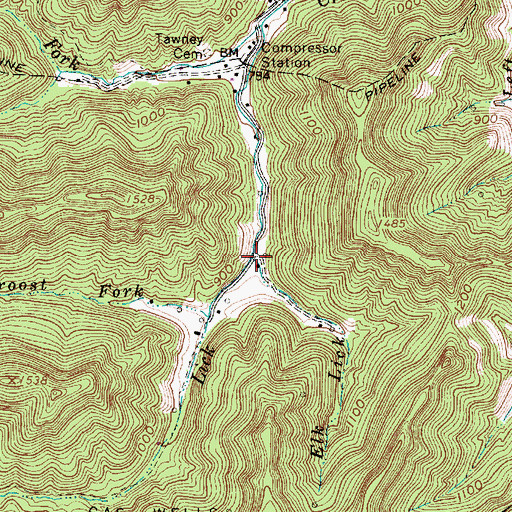 Topographic Map of Elk Lick, WV