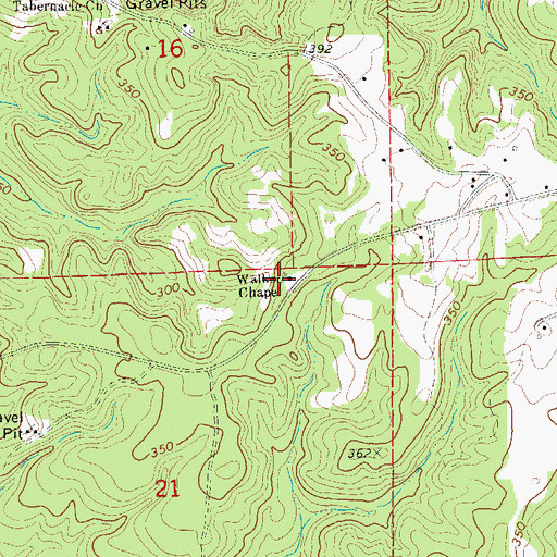 Topographic Map of Walker Chapel, AL