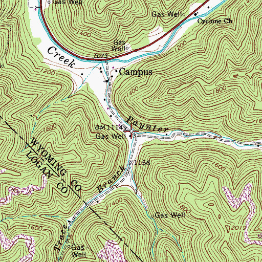 Topographic Map of Elk Trace Branch, WV