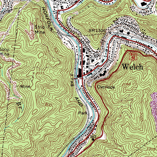 Topographic Map of Elkhorn Creek, WV