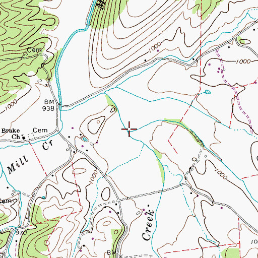 Topographic Map of Elkhorn Run, WV