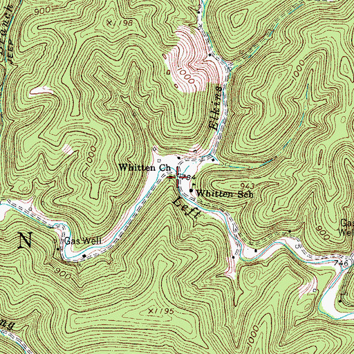 Topographic Map of Elkins Branch, WV
