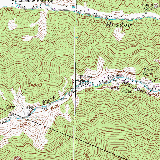 Topographic Map of Elkins Cemetery, WV