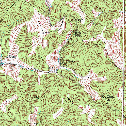 Topographic Map of Elkins Cemetery, WV