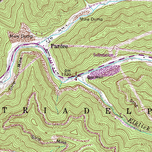 Topographic Map of Elklick Branch, WV
