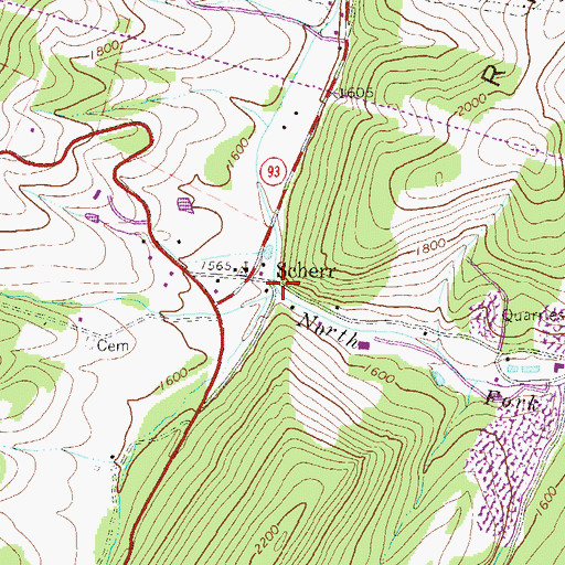 Topographic Map of Elklick Run, WV