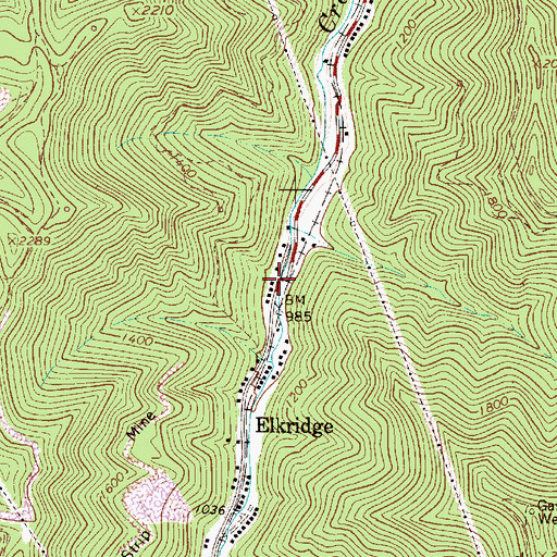 Topographic Map of Elkridge, WV