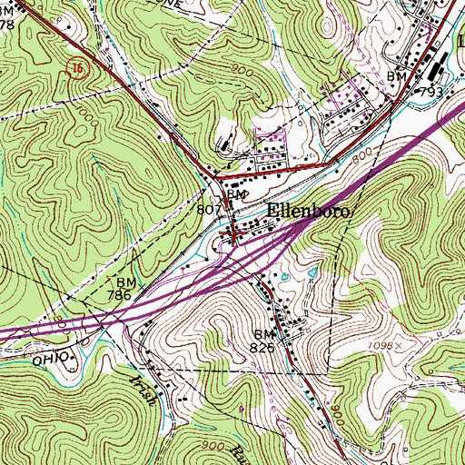 Topographic Map of Ellenboro, WV