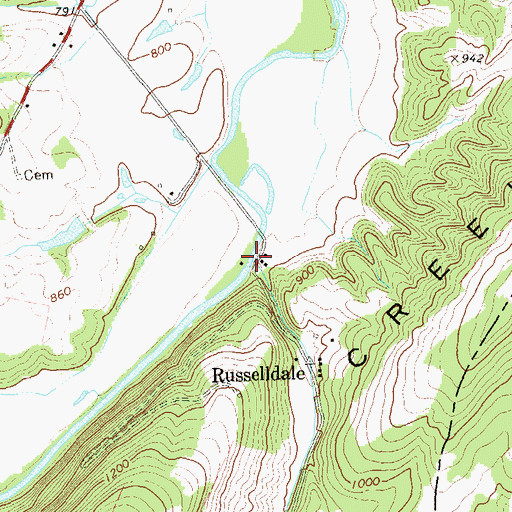 Topographic Map of Elliber Run, WV