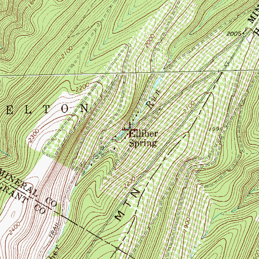 Topographic Map of Elliber Spring, WV