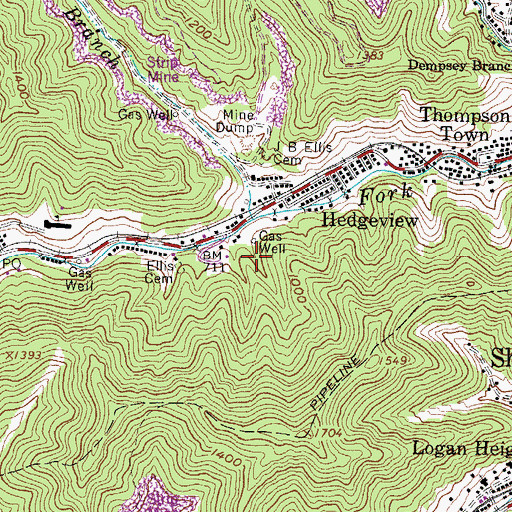 Topographic Map of Ellis Branch, WV