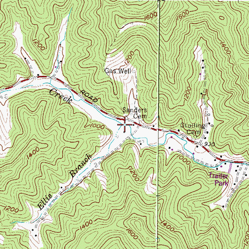 Topographic Map of Ellis Branch, WV