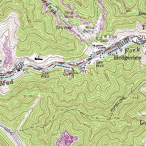 Topographic Map of Ellis Cemetery, WV