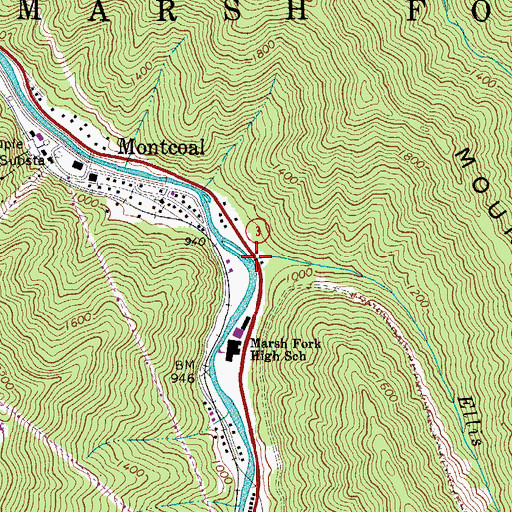 Topographic Map of Ellis Creek, WV