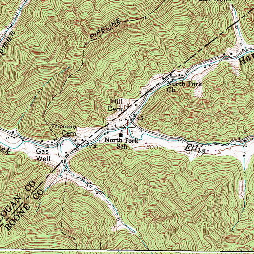 Topographic Map of Ellis Fork, WV