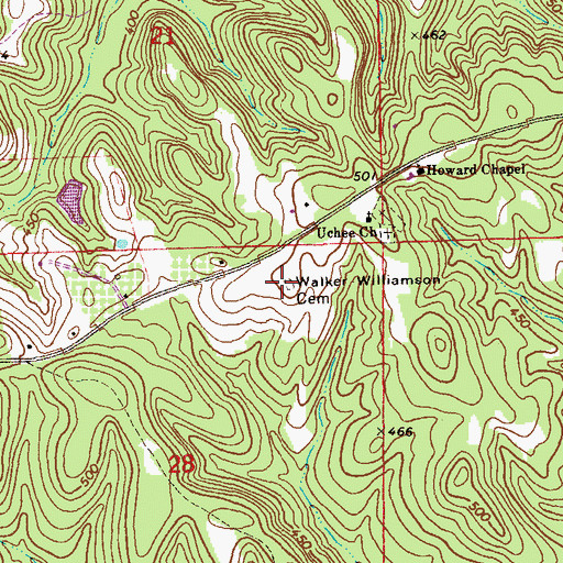 Topographic Map of Walker Williamson Cemetery, AL