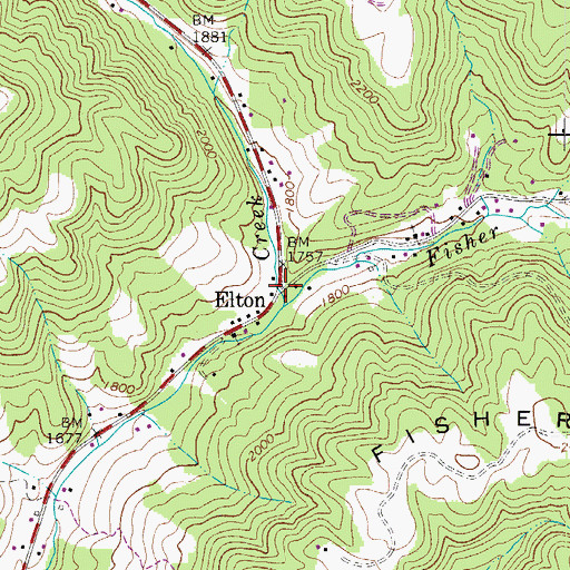 Topographic Map of Elton, WV