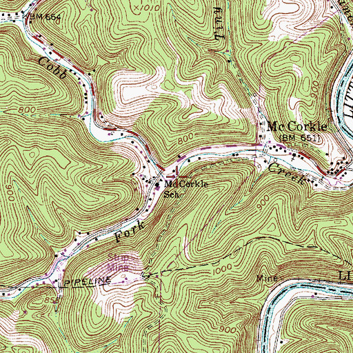 Topographic Map of Ely Fork, WV