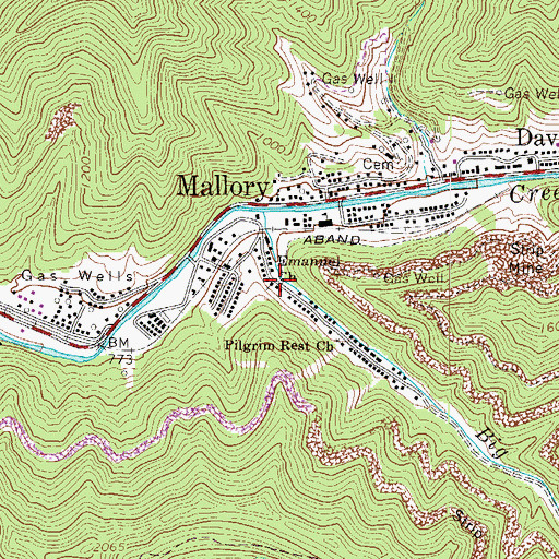 Topographic Map of Emanuel Church, WV
