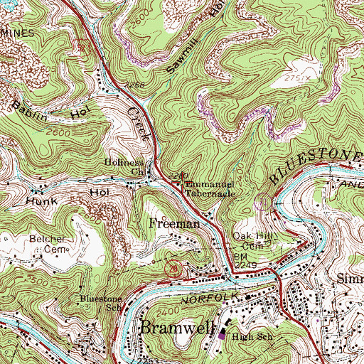 Topographic Map of Emmanuel Tabernacle, WV