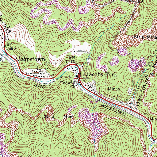 Topographic Map of Endwell Church, WV