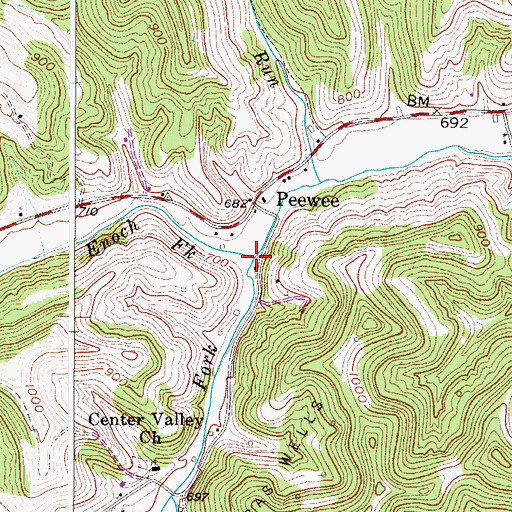 Topographic Map of Enoch Fork, WV