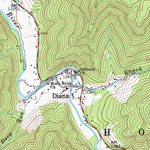 Topographic Map of Enoch Run, WV