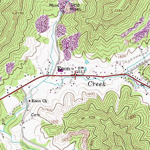 Topographic Map of Enon, WV