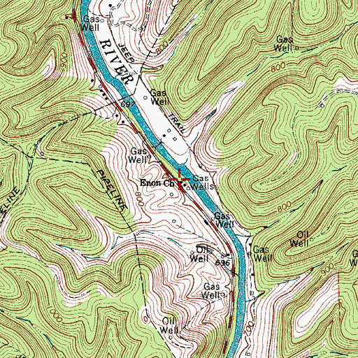 Topographic Map of Enon Church, WV