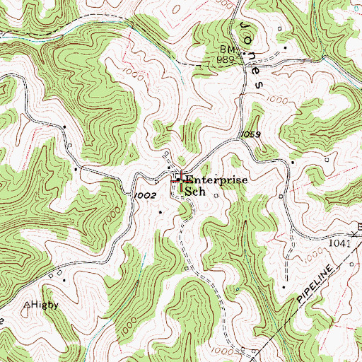 Topographic Map of Enterprise School (historical), WV