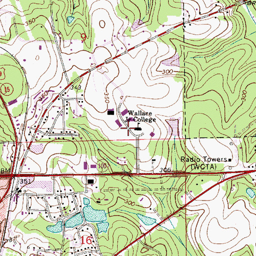 Topographic Map of Wallace Junior College, AL