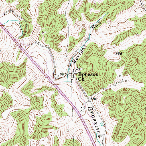 Topographic Map of Ephesus Church, WV