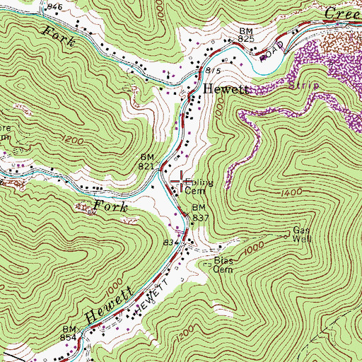 Topographic Map of Epling Cemetery, WV