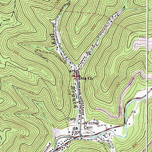 Topographic Map of Esta Church, WV
