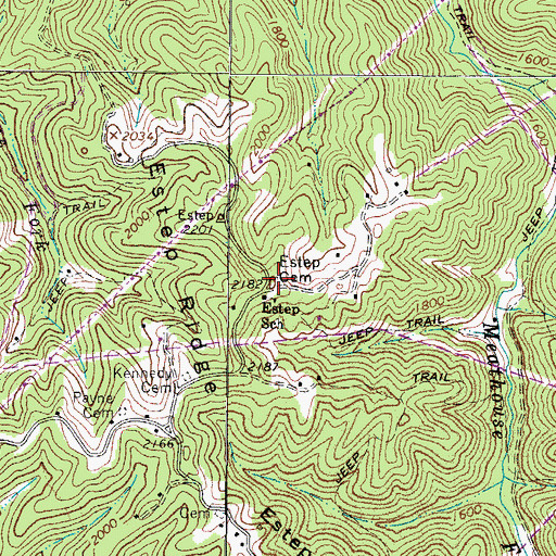 Topographic Map of Estep Cemetery, WV