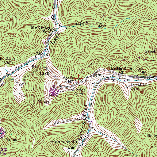 Topographic Map of Estep Cemetery, WV