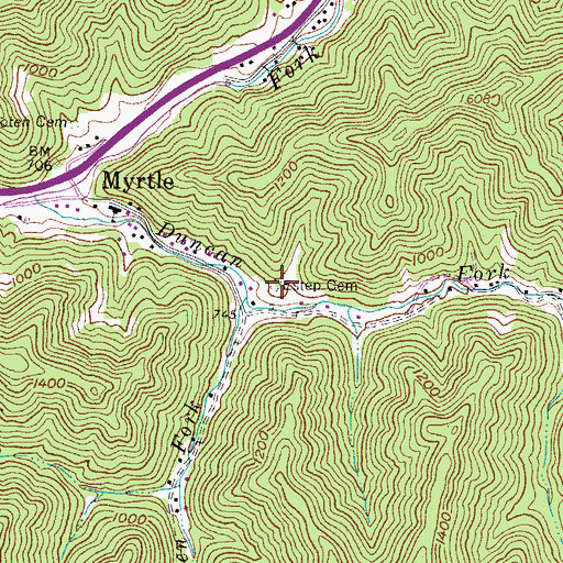 Topographic Map of Estep Cemetery, WV