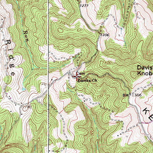 Topographic Map of Eureka Church, WV