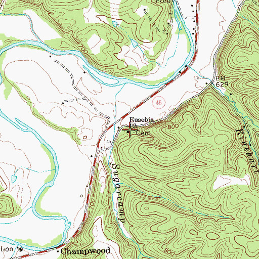 Topographic Map of Eusebia Church, WV