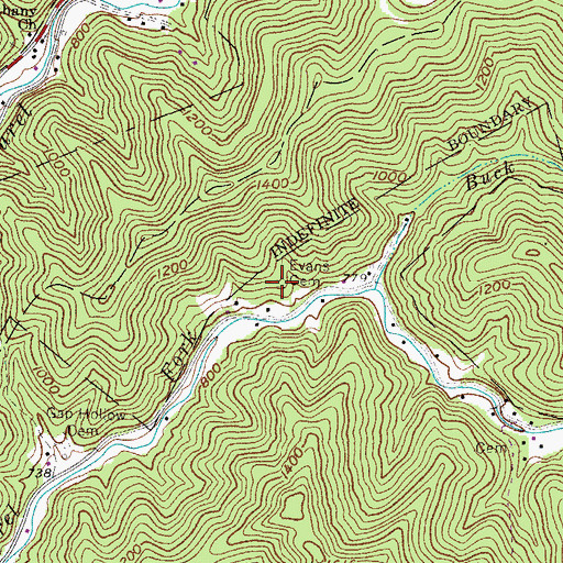 Topographic Map of Evans Cemetery, WV